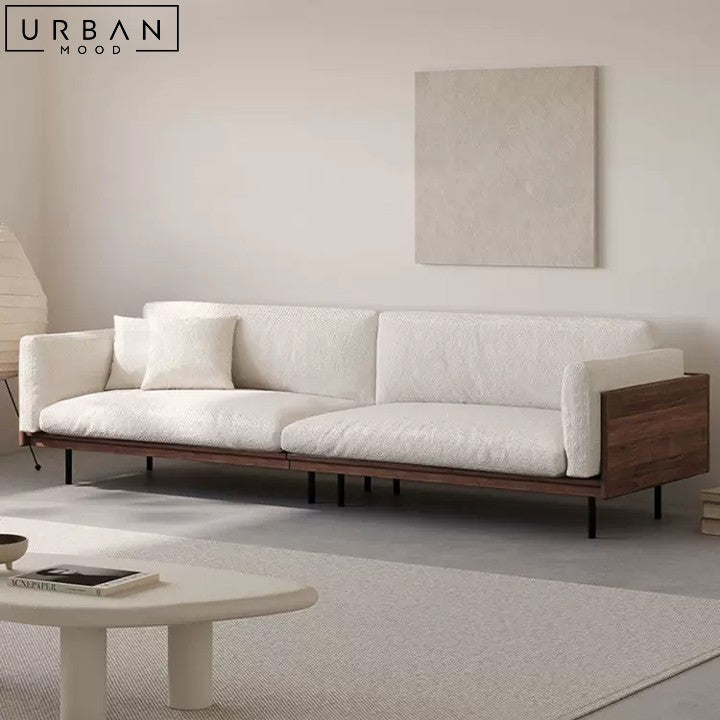 Pearce Japanese Inspired Fabric Sofa Modern Wood Design - URBANMOOD