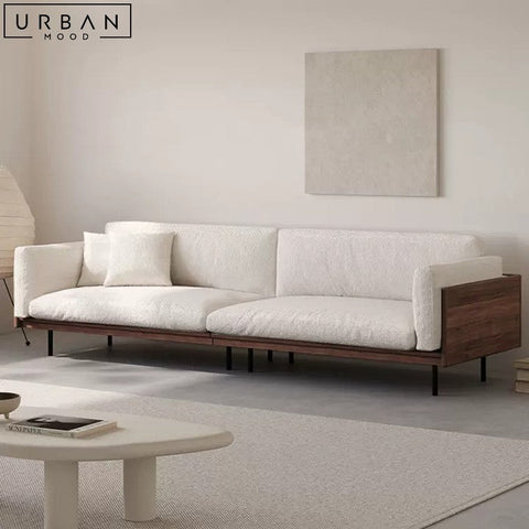 Pearce Japanese Inspired Fabric Sofa Modern Wood Design - URBANMOOD