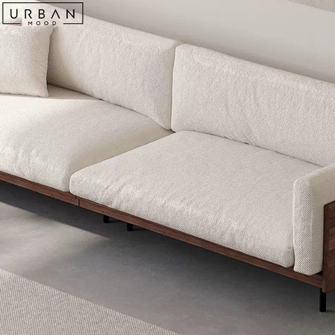 Pearce Japanese Inspired Fabric Sofa Modern Wood Design - URBANMOOD
