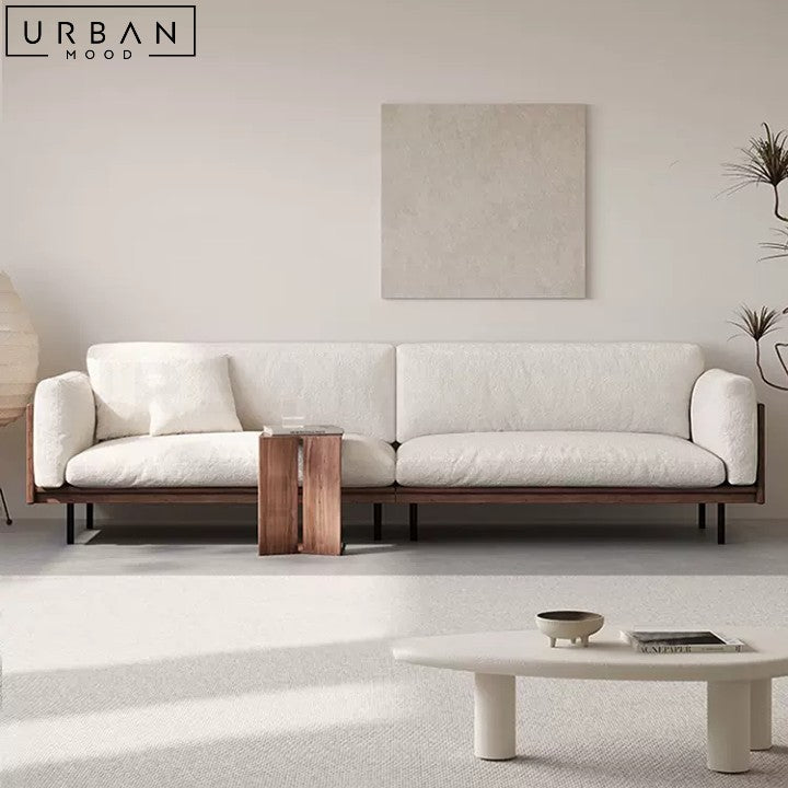 Pearce Japanese Inspired Fabric Sofa Modern Wood Design - URBANMOOD