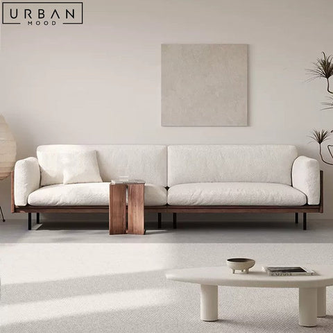 Pearce Japanese Inspired Fabric Sofa Modern Wood Design - URBANMOOD