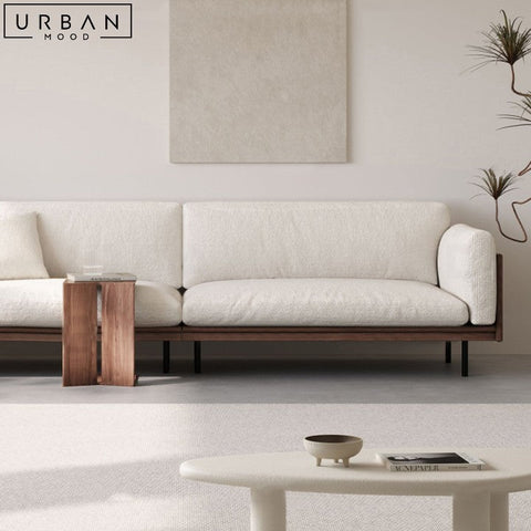 Pearce Japanese Inspired Fabric Sofa Modern Wood Design - URBANMOOD