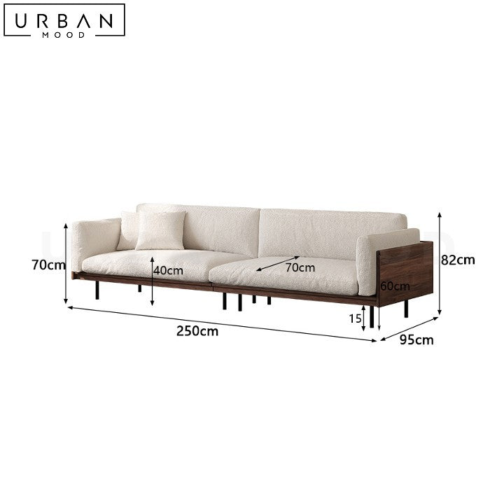 Pearce Japanese Inspired Fabric Sofa Modern Wood Design - URBANMOOD