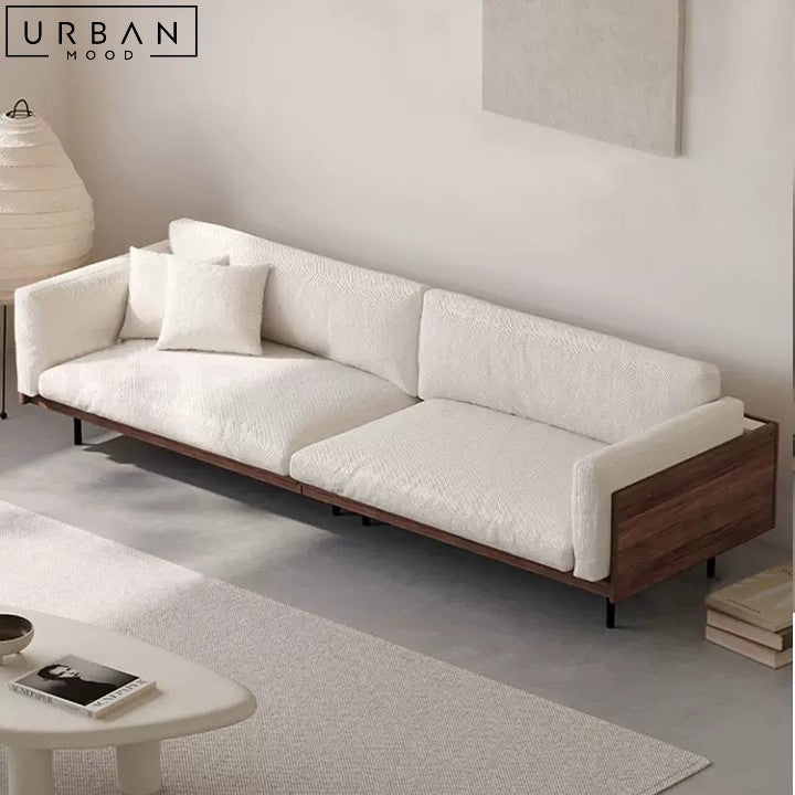 Pearce Japanese Inspired Fabric Sofa Modern Wood Design - URBANMOOD