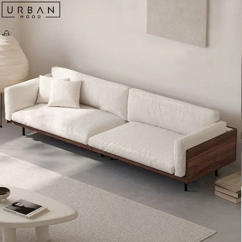 Pearce Japanese Inspired Fabric Sofa Modern Wood Design - URBANMOOD