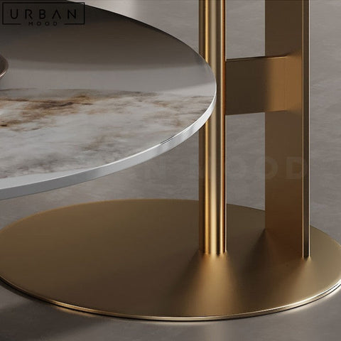 Premium Sintered Stone Coffee Table with Gold Base - URBANMOOD