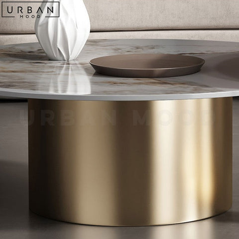 Premium Sintered Stone Coffee Table with Gold Base - URBANMOOD