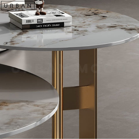 Premium Sintered Stone Coffee Table with Gold Base - URBANMOOD