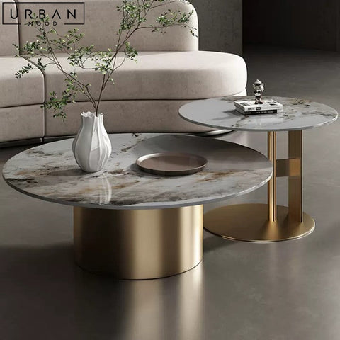 Premium Sintered Stone Coffee Table with Gold Base - URBANMOOD