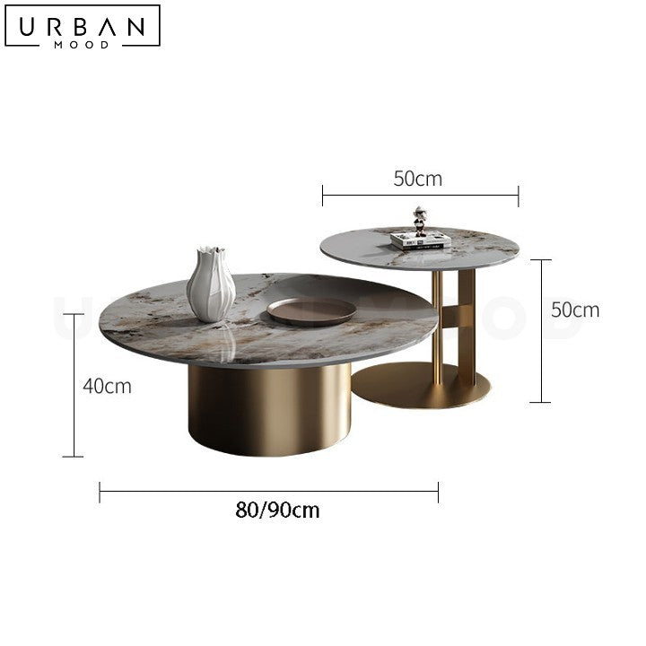Premium Sintered Stone Coffee Table with Gold Base - URBANMOOD