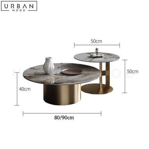 Premium Sintered Stone Coffee Table with Gold Base - URBANMOOD