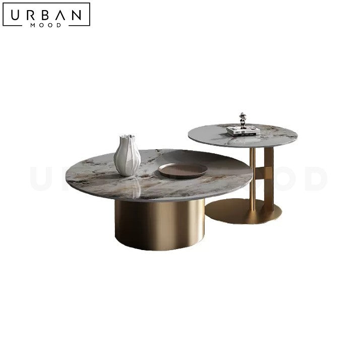 Premium Sintered Stone Coffee Table with Gold Base - URBANMOOD