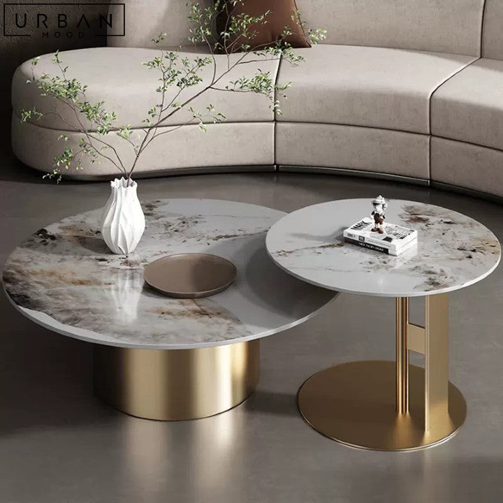 Premium Sintered Stone Coffee Table with Gold Base - URBANMOOD