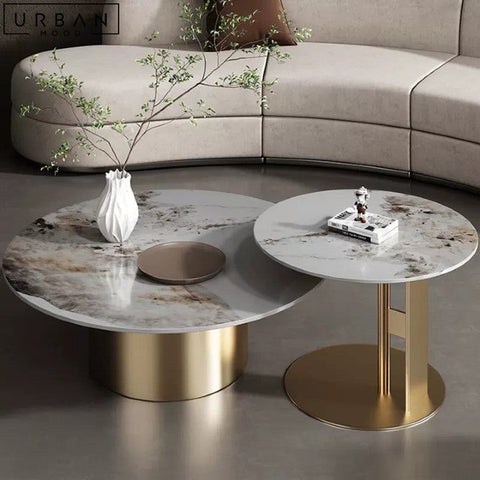 Premium Sintered Stone Coffee Table with Gold Base - URBANMOOD