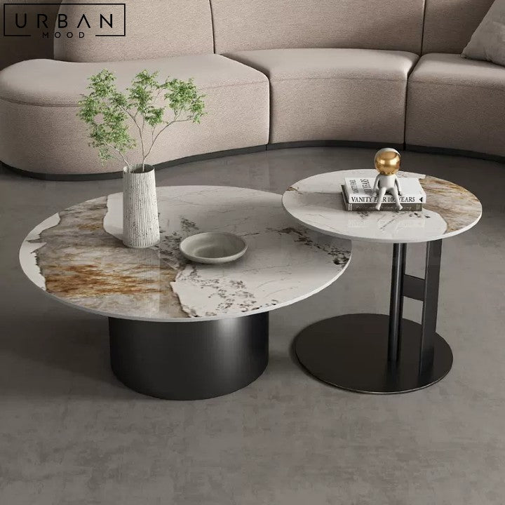 Premium Sintered Stone Coffee Table with Gold Base - URBANMOOD