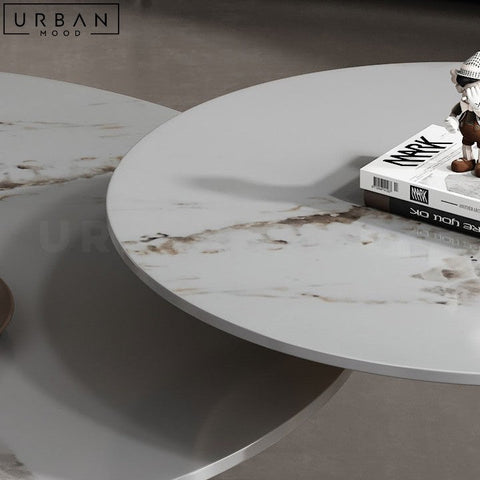 Premium Sintered Stone Coffee Table with Gold Base - URBANMOOD