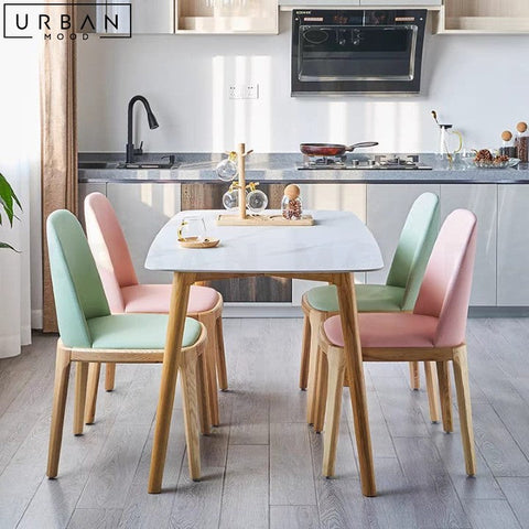 QUESIA Scandinavian Sintered Stone Dining Table Pine Legs - URBANMOOD