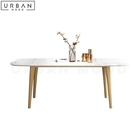 QUESIA Scandinavian Sintered Stone Dining Table Pine Legs - URBANMOOD