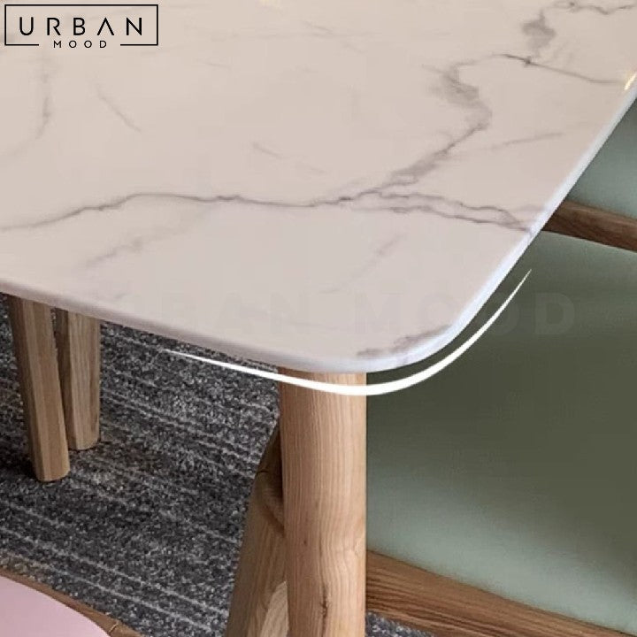 QUESIA Scandinavian Sintered Stone Dining Table Pine Legs - URBANMOOD
