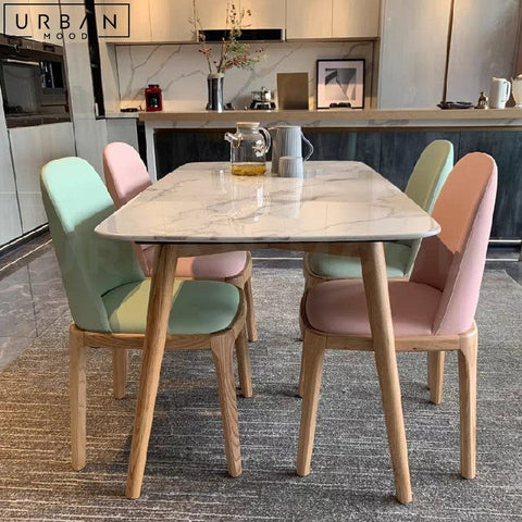 QUESIA Scandinavian Sintered Stone Dining Table Pine Legs - URBANMOOD