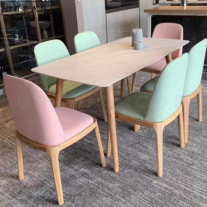 QUESIA Scandinavian Sintered Stone Dining Table Pine Legs - URBANMOOD
