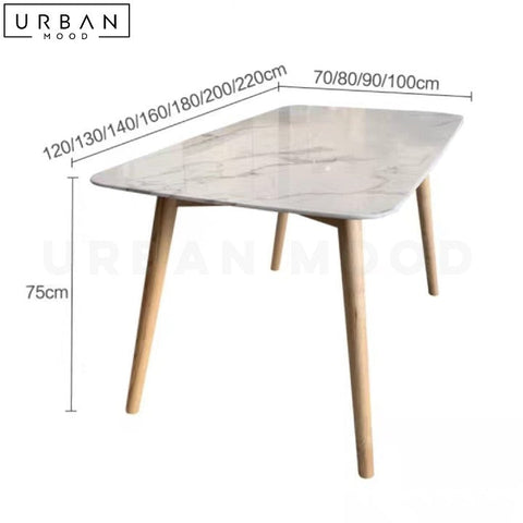 QUESIA Scandinavian Sintered Stone Dining Table Pine Legs - URBANMOOD
