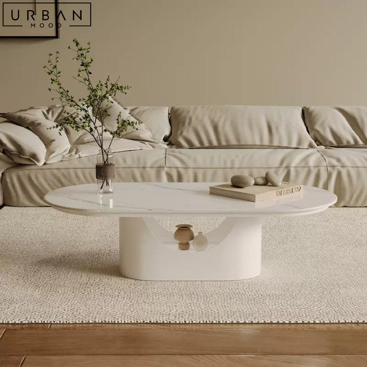 RAMIREZ Modern Round Coffee Table Sleek Japandi Design - URBANMOOD