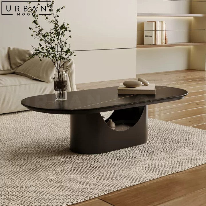 RAMIREZ Modern Round Coffee Table Sleek Japandi Design - URBANMOOD