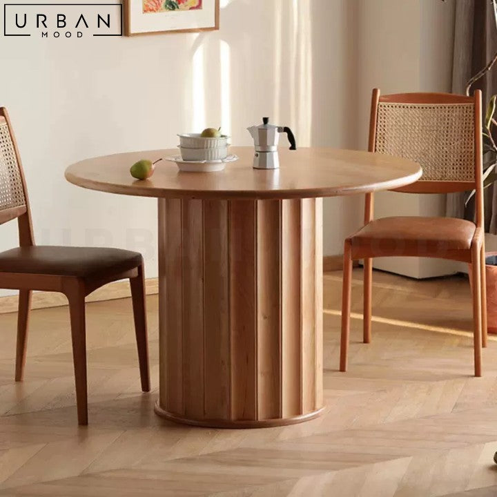 RASIM Japandi Round Solid Wood Dining Table - URBANMOOD