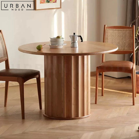 RASIM Japandi Round Solid Wood Dining Table - URBANMOOD