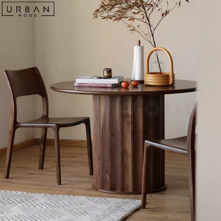 RASIM Japandi Round Solid Wood Dining Table - URBANMOOD