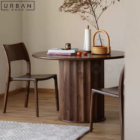 RASIM Japandi Round Solid Wood Dining Table - URBANMOOD