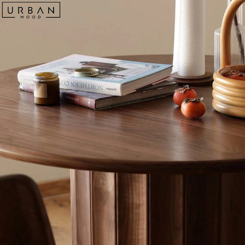 RASIM Japandi Round Solid Wood Dining Table - URBANMOOD