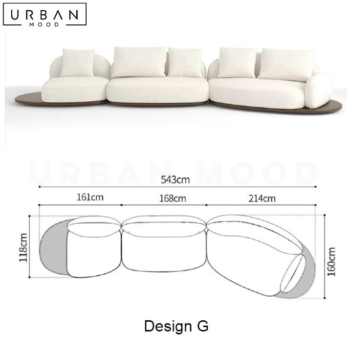 REI Japandi Fabric Sofa with In-Built Side Table - URBANMOOD
