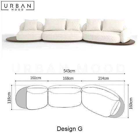 REI Japandi Fabric Sofa with In-Built Side Table - URBANMOOD