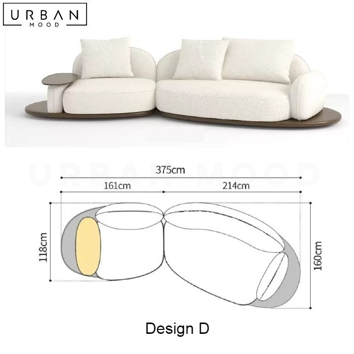 REI Japandi Fabric Sofa with In-Built Side Table - URBANMOOD