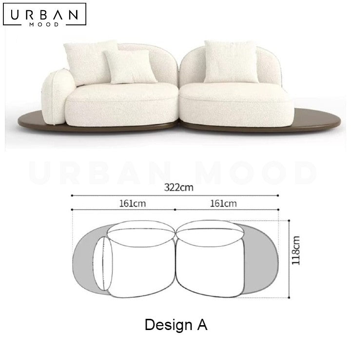 REI Japandi Fabric Sofa with In-Built Side Table - URBANMOOD
