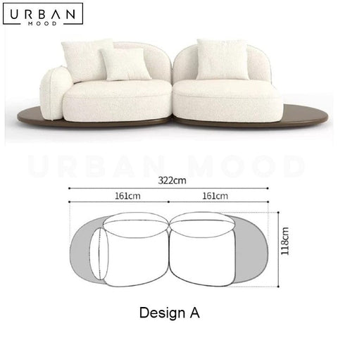 REI Japandi Fabric Sofa with In-Built Side Table - URBANMOOD