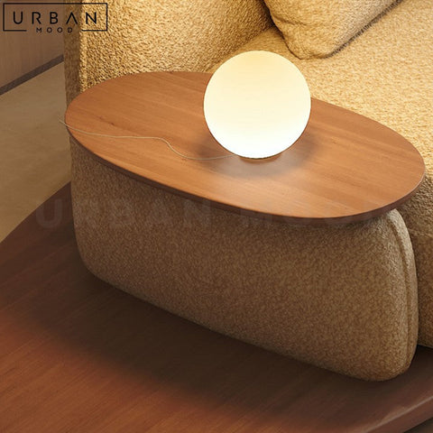REI Japandi Fabric Sofa with In-Built Side Table - URBANMOOD