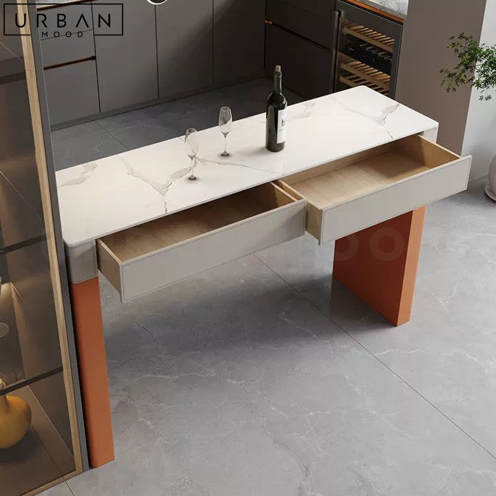 ROBSON Modern Sintered Stone Bar Table with Pine Wood Base - URBANMOOD