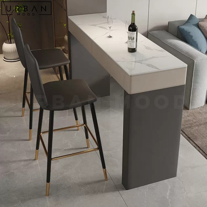 ROBSON Modern Sintered Stone Bar Table with Pine Wood Base - URBANMOOD