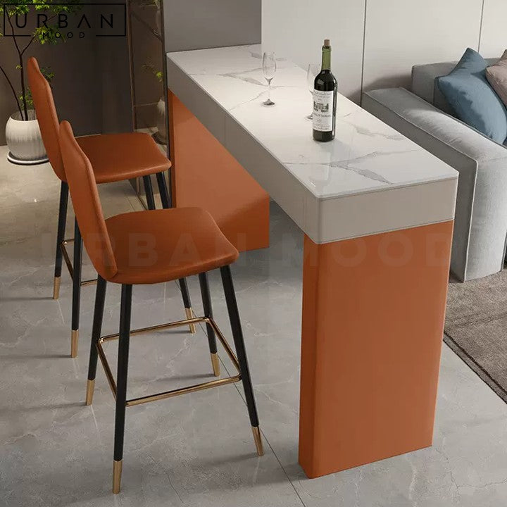 ROBSON Modern Sintered Stone Bar Table with Pine Wood Base - URBANMOOD