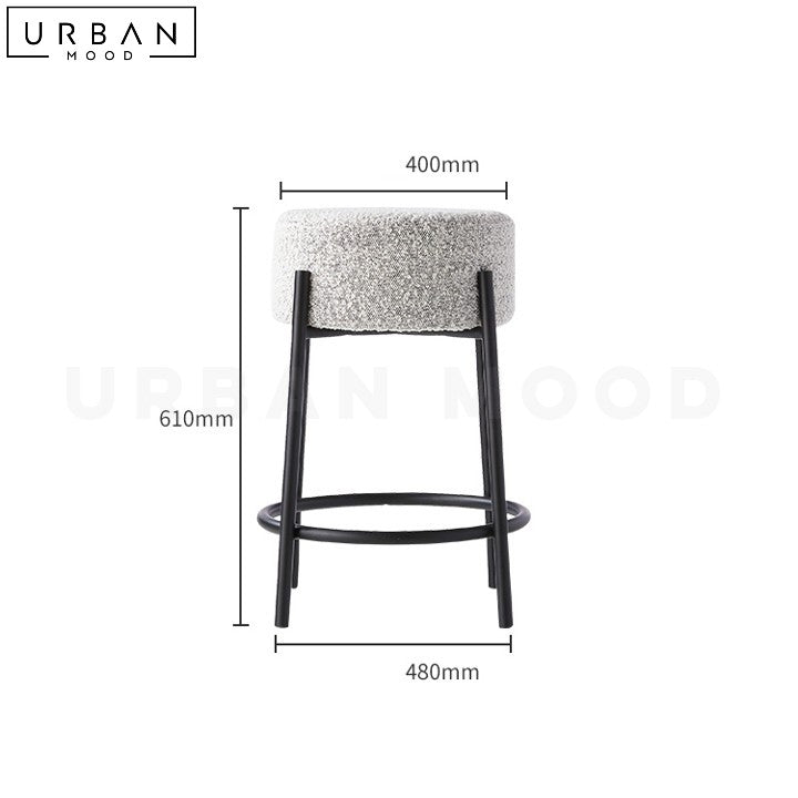ROBYN Modern Boucle Bar Stool with Metal Base - URBANMOOD