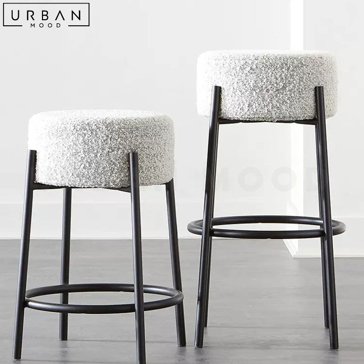 ROBYN Modern Boucle Bar Stool with Metal Base - URBANMOOD