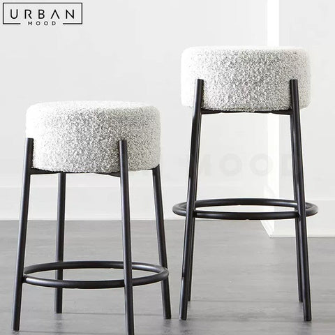 ROBYN Modern Boucle Bar Stool with Metal Base - URBANMOOD