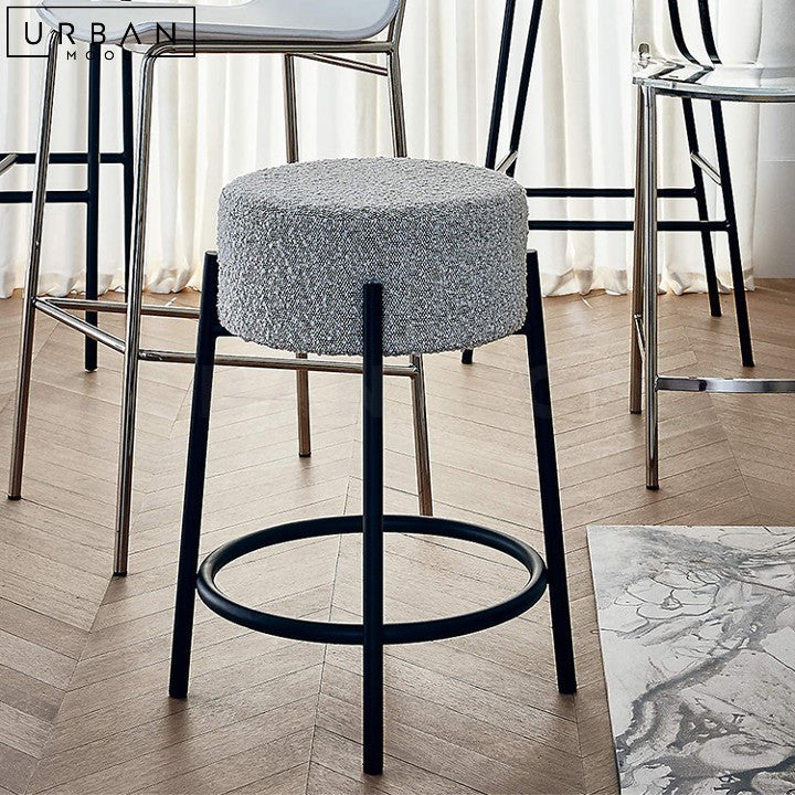 ROBYN Modern Boucle Bar Stool with Metal Base - URBANMOOD