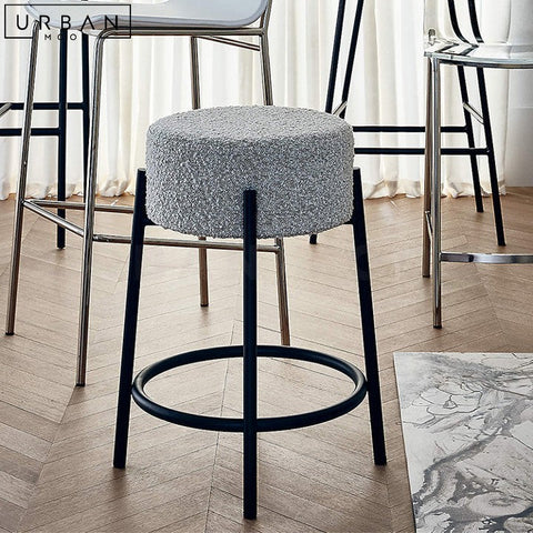 ROBYN Modern Boucle Bar Stool with Metal Base - URBANMOOD