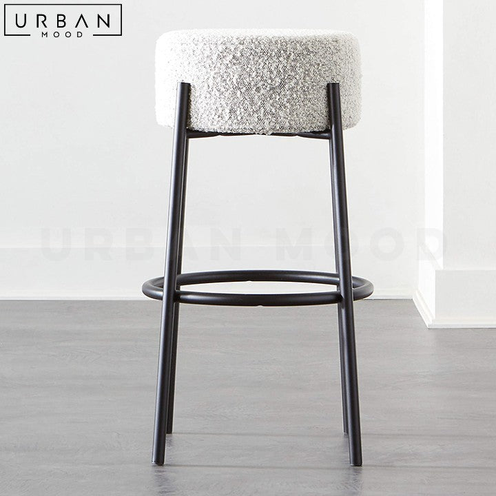 ROBYN Modern Boucle Bar Stool with Metal Base - URBANMOOD