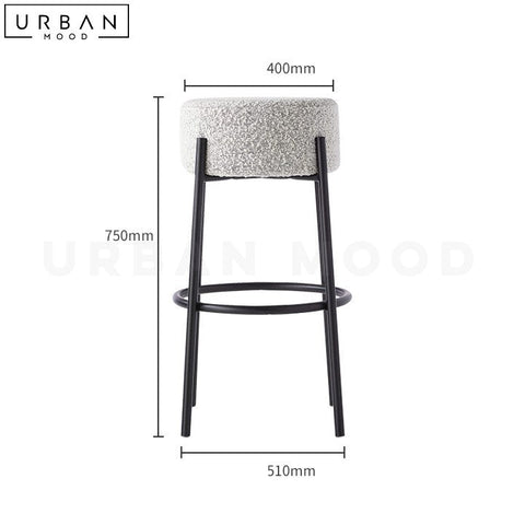 ROBYN Modern Boucle Bar Stool with Metal Base - URBANMOOD