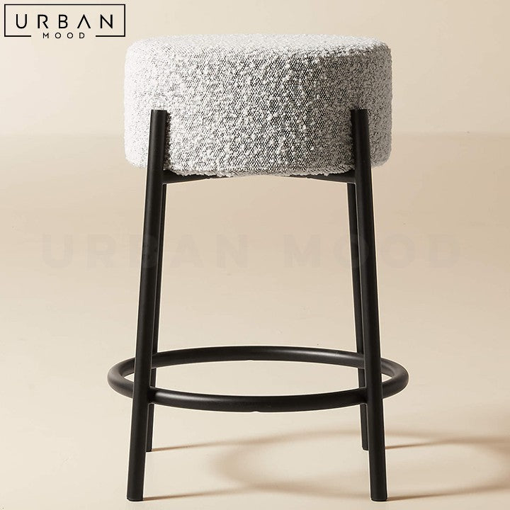ROBYN Modern Boucle Bar Stool with Metal Base - URBANMOOD